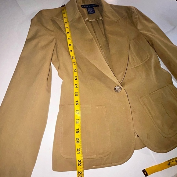 Ralph Lauren Vintage Blazer Women’s Tailored Tan/Camel color Small 100% cotton - Picture 6 of 16